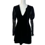 Free People Black Velvet Lace Witchy WhimsiGoth Midnight Hour Mini Dress Small Photo 5