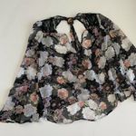 Planet Blue floral lace sheer blouse top XSMALL key hole back long bell sleeve Photo 4