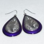 Source Unknown Retro Chic Purple Silver Tone 2 Inch Dangle/Drop Hook Earrings Photo 0