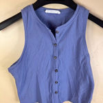 TALULAH Womens Button Down Henley Crop Top Blue Size Small Festival Boho Photo 0