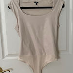 EXPRESS  faux leather Cream Sleeveless Bodysuit size medium thong body contour Photo 0