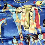 Vintage classic EQUESTRIAN horses PRINT SQUAR SILKy SCARF 35/35 Blue Photo 6