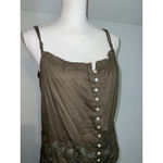 Mudd Women's  Olive Green Embroidered Button Front Tank Top L Photo 1