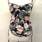 Swim Solutions Multicolor Floral Twist Bra Tankini Top Swimsuit Size 8 Photo 0