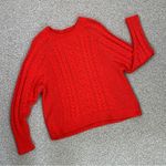 Aerie Cable Knit Crewneck Crop Sweater Red Small Photo 12