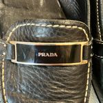 Prada  Black Leather Loafers with Metallic Accent Photo 2
