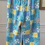 Vintage Gepetto Patchwork Floral Palm Tree Print Cropped Pants S Blue Photo 1