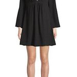 Halston Heritage  Black V-Neck Mini Dress Swing Long Bell Sleeves Size 4 NEW tags Photo 5