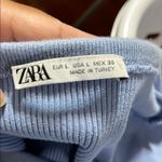 ZARA Blue Fitted Polo Crop Top Cap Sleeves Photo 3