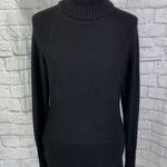 Cache women L cotton blend pullover turtleneck Longsleeve black sweater Photo 0