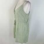 VERO MODA New Striped Linen Blend Lace Up Front Romper Green White Size Small Photo 10