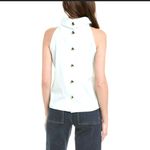 Sail To Sable  SLEEVELESS COWL NECK BUTTON BACK preppy white classic boho spring Photo 4