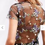 Kimchi Blue  Urban Outfitters Black Sheer Embroidered Floral top size small Photo 2