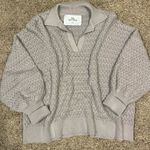 Tuckernuck I Love Mr Mittens Cotton Lace Polo Sweater Stone Grey XS / Small Photo 2