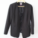 Vince Camuto  Black Zipper‎ Embellished Open Front Blazer Womens SZ 8 Photo 0