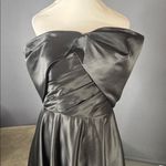 Women Black Satin Off The Shoulder Full Length Formal Dress Corset Back Size 10 Black Photo 1