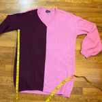Steve Madden Womens Small Pink Purple V-neck Long Sleeve Knit Sweater Dress Mini Photo 3
