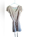 Blu Pepper  Belted Crochet Detail Midi Dress Cream Tan Beige Womens Size Medium Photo 5