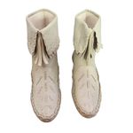 Vintage 9 West Stitched Fringe Ankle Boots Size 6 Moccasin BOHO Festival‎ Green Photo 2