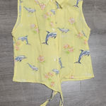 Natural Reflections Vintage 90s Dolphin Yellow Sleeveless Top Collared sz S Photo 0