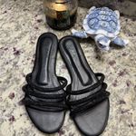 HAZAR Made in Turkey Shimmer Strap Slides Sandals Black Size 9.5 Photo 0
