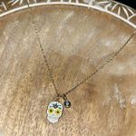 Rae Dunn  14KT Gold Plated Over Brass Tropical Skull Skeleton Halloween Necklace Photo 1