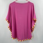 Trina Turk  Delfino Tunic Top Size M/L Fringe Pink Fusion Beach Coastal Boho NWT Photo 2