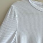 BCBGeneration Cropped Long Sleeve Ribbed Tee, White, Size Medium Photo 6