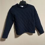 Athleta Athlete Retroplush Quilted Crewneck Sweatshirt Navy Blue- Size Small Photo 6