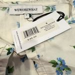 We Wore What Ruffle Collar Button-Up Floral Blouse Ivory Blue NWT Size S Photo 2