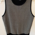 Sandra Sleeveless Chevron Knit Top Black White Silk Blend Women's M Size M Photo 0