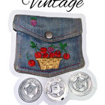 Vintage denim cherry basket coin purse • button pouch • with lucky coins Photo 0