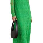 Ganni Green Cutout Twisted Lace Midi Dress Embroidered Floral Long Sleeve 36 4 Photo 0