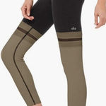 Alo Yoga  7/8 Player Leggings M Black Olive Green Striped Mesh Activewear Women Photo 0