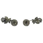 Givenchy Silver-Tone Crystal Cluster Floral Style Fancy Stud Earrings - Silver Photo 1