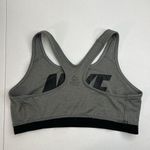 Nike Large L Sports Bra Racerback Spellout Logo Gray Black Workout Fitness Gym Photo 5