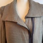 Barbara Wells Studio Pittsburgh Green Brown Zip Knit Cardigan Collar Pockets XL Photo 2