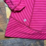 Lululemon  Think Fast Pullover in Stripe Deepest Cranberry Size 6 Sweater Stretch Photo 2