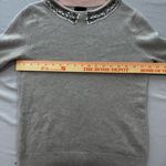 J.Crew  Collection Grey Italian Cashmere Sweater Gem Embellished Collar Medium Photo 2