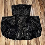 Rachel Zoe  Strapless Black and Gold Metallic Bubble Hem Pleated Mini Dress Sz 2‎ Photo 0