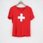 Heidi com Red Swiss Flag V Neck T Shirt XL Cotton Modal Made in Turkey Photo 1