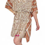 World Market Paisley Bohemian Ivory Pink Tunic Mini Dress Multiple Photo 0