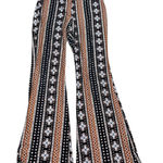 No Boundaries  Womens Pants M 7/9 Black Orange Geometric Print Flare Bell Bottom Photo 0