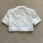 ZARA Cropped White Blazer Short Sleeve Jacket Size Small Cotton Blend FLAWS Photo 5