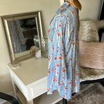 Victoria's Secret Cute Novelty bird floral blue striped silk viscose button down night shi…​​ Photo 5