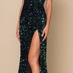 Lulus Keep it Regal Green Iridescent Sequin Maxi Dress Photo 1
