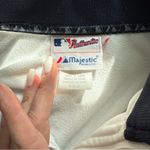 Majestic Varsity Jacket White Black with Stand-Up Collar and Emblem Photo 10