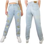 Jordache 1990s Vintage High Rise Straight Leg Jeans Embroidered Anchors 30" Photo 9