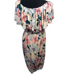 Floral Off Shoulder Maxi Stretch Dress Size Large L Pockets Romantic Girly Photo 4
