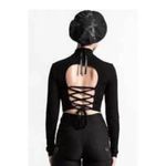 KILLSTAR  Darkest Hour Ribbed Top Black Open Back Size Medium Photo 1